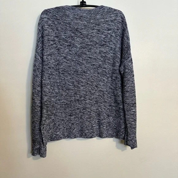 LOFT Black and White Crew Neck Cotton Knit Sweater, Size L - Picture 2 of 6